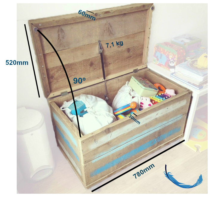 Speelgoedkist gasveer afmetingen