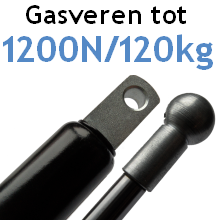 Gasveren 10mm stang, max. 1250N, M8 schroefdraad