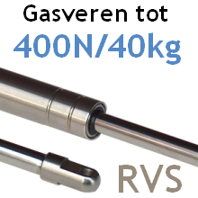 RVS gasveren 6mm stang, max. 450N, M5 schroefdraad