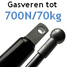 Gasveren 8mm stang, max. 800N, M8 schroefdraad