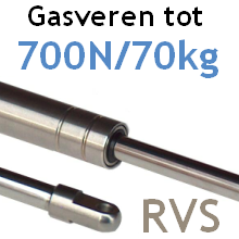 RVS gasveren 8mm stang, max. 800N, M8 schroefdraad