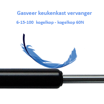 Gasveer keukenkast 6-15-100  kogelkop - kogelkop 60N